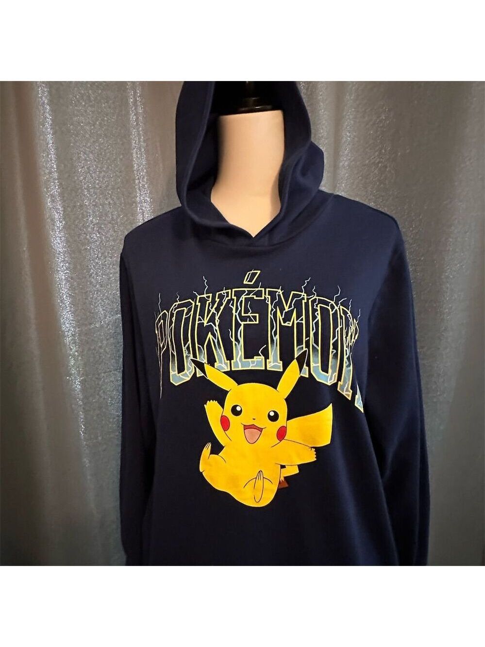 Pokemon Pikachu Graphic Hoodie Kids Size 14/16 Blue Long Sleeve Casual